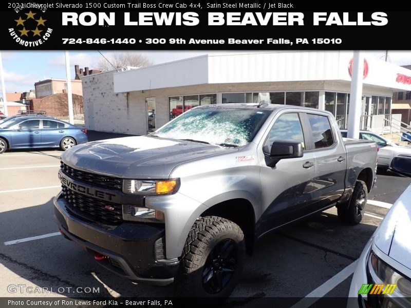 Satin Steel Metallic / Jet Black 2021 Chevrolet Silverado 1500 Custom Trail Boss Crew Cab 4x4
