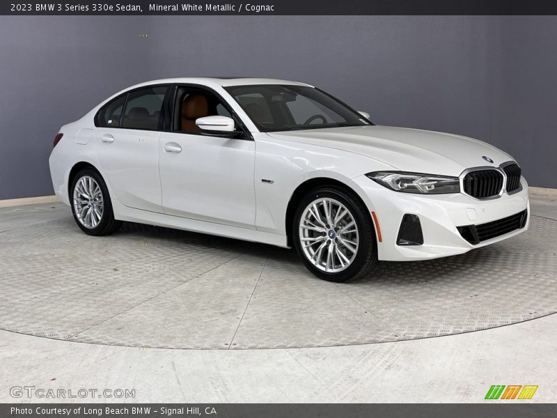 Mineral White Metallic / Cognac 2023 BMW 3 Series 330e Sedan