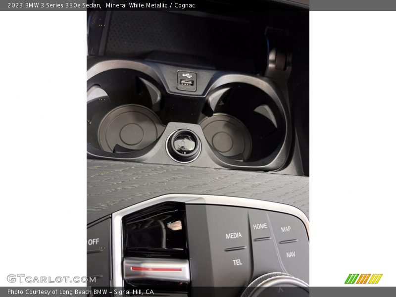 Mineral White Metallic / Cognac 2023 BMW 3 Series 330e Sedan