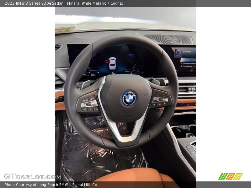 Mineral White Metallic / Cognac 2023 BMW 3 Series 330e Sedan