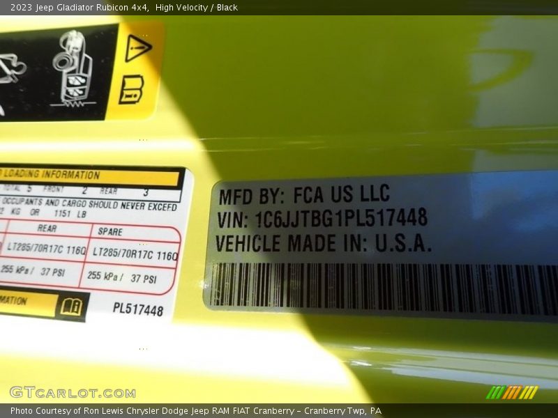 High Velocity / Black 2023 Jeep Gladiator Rubicon 4x4