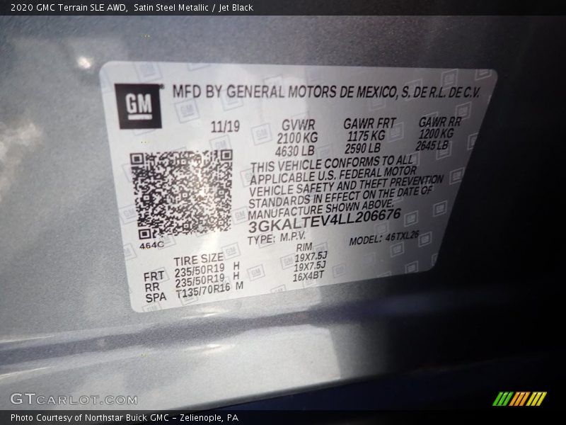 Satin Steel Metallic / Jet Black 2020 GMC Terrain SLE AWD