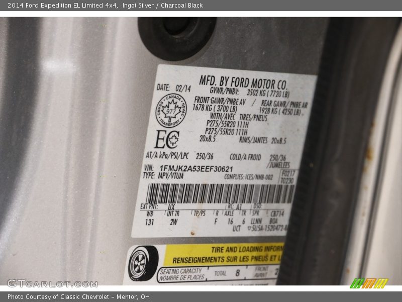 Ingot Silver / Charcoal Black 2014 Ford Expedition EL Limited 4x4