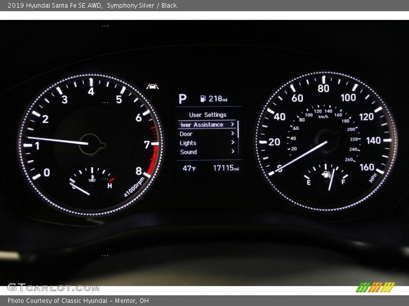 Symphony Silver / Black 2019 Hyundai Santa Fe SE AWD