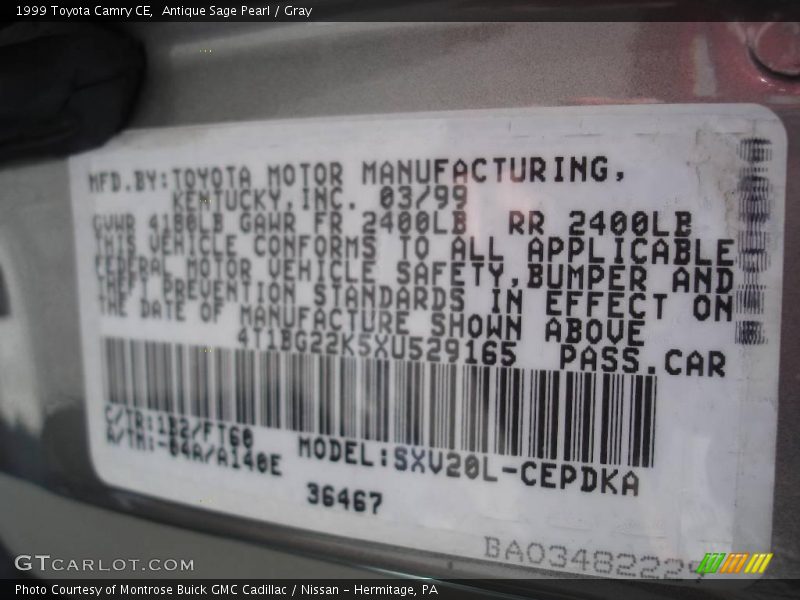 Antique Sage Pearl / Gray 1999 Toyota Camry CE