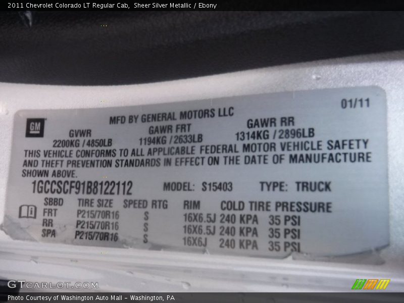 Sheer Silver Metallic / Ebony 2011 Chevrolet Colorado LT Regular Cab