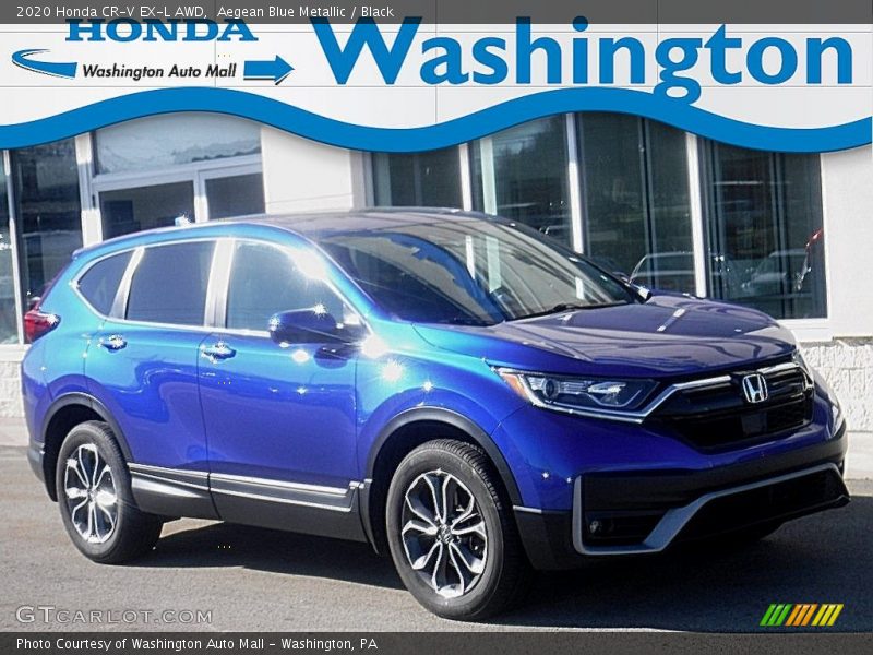 Aegean Blue Metallic / Black 2020 Honda CR-V EX-L AWD