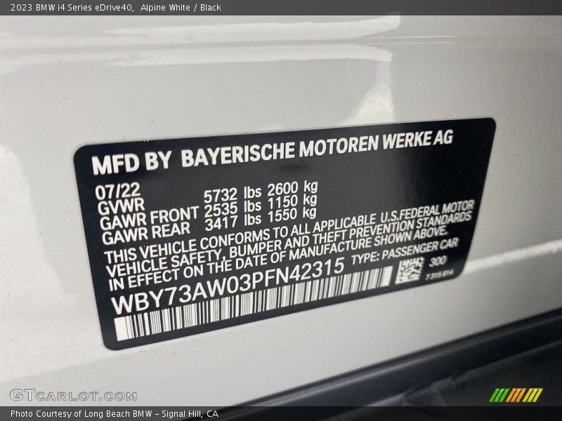 2023 i4 Series eDrive40 Alpine White Color Code 300