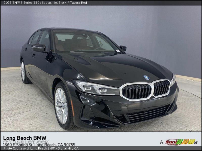 Jet Black / Tacora Red 2023 BMW 3 Series 330e Sedan
