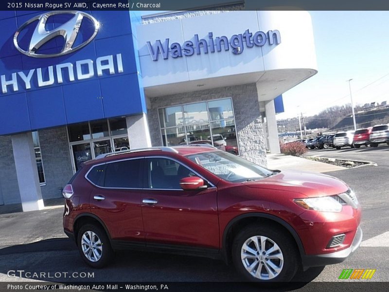 Cayenne Red / Charcoal 2015 Nissan Rogue SV AWD
