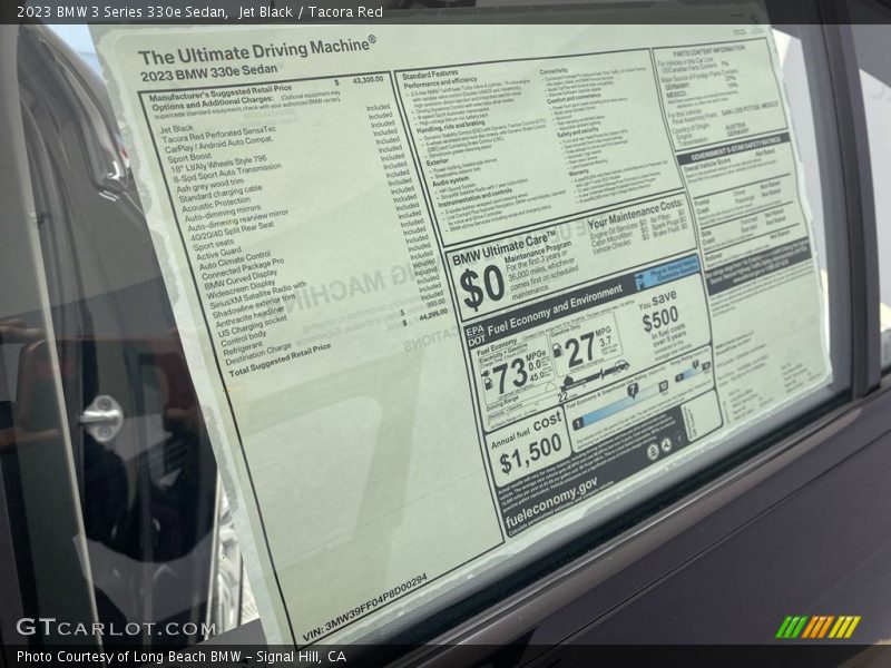 Jet Black / Tacora Red 2023 BMW 3 Series 330e Sedan