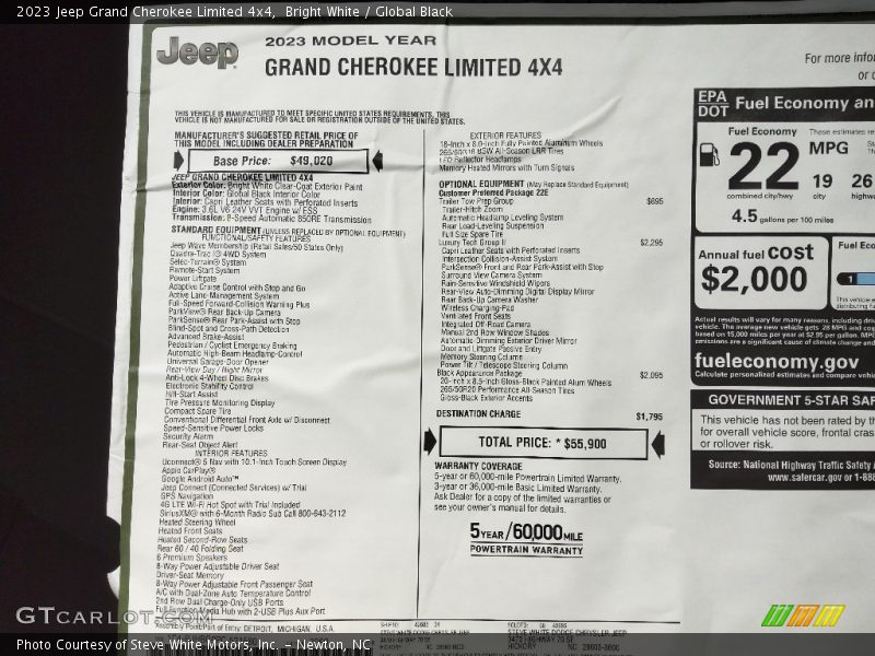 Bright White / Global Black 2023 Jeep Grand Cherokee Limited 4x4