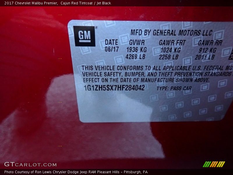 Cajun Red Tintcoat / Jet Black 2017 Chevrolet Malibu Premier