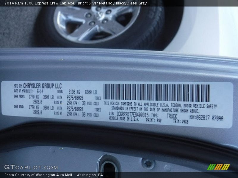 Bright Silver Metallic / Black/Diesel Gray 2014 Ram 1500 Express Crew Cab 4x4