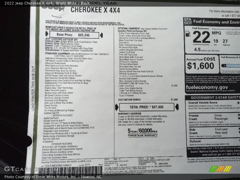 Bright White / Black 2022 Jeep Cherokee X 4x4