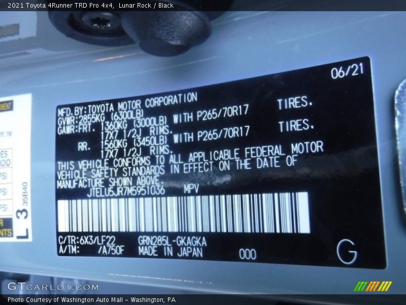 Lunar Rock / Black 2021 Toyota 4Runner TRD Pro 4x4