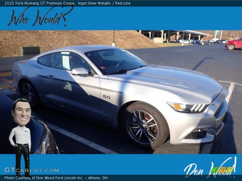 Ingot Silver Metallic / Red Line 2015 Ford Mustang GT Premium Coupe