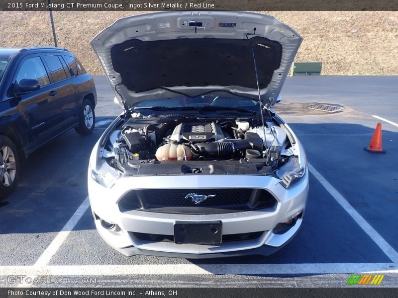 Ingot Silver Metallic / Red Line 2015 Ford Mustang GT Premium Coupe