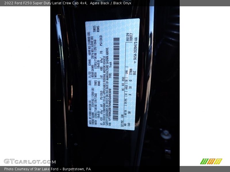 Agate Black / Black Onyx 2022 Ford F250 Super Duty Lariat Crew Cab 4x4