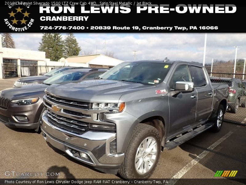 Satin Steel Metallic / Jet Black 2019 Chevrolet Silverado 1500 LTZ Crew Cab 4WD