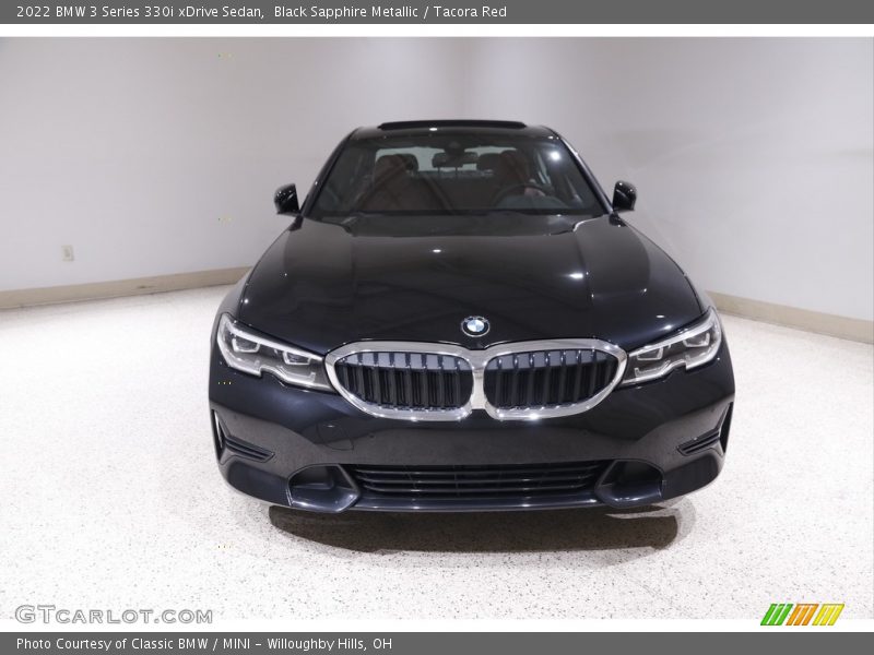 Black Sapphire Metallic / Tacora Red 2022 BMW 3 Series 330i xDrive Sedan