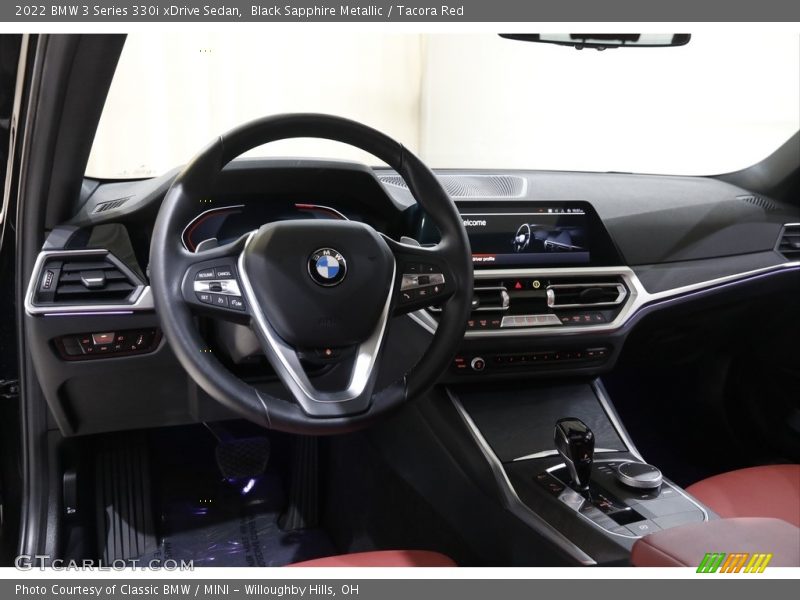 Black Sapphire Metallic / Tacora Red 2022 BMW 3 Series 330i xDrive Sedan