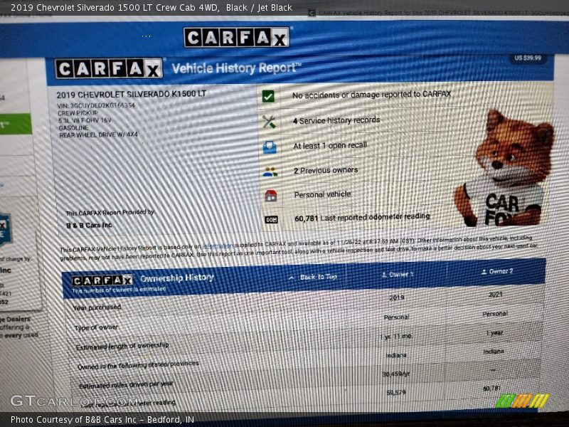 Black / Jet Black 2019 Chevrolet Silverado 1500 LT Crew Cab 4WD