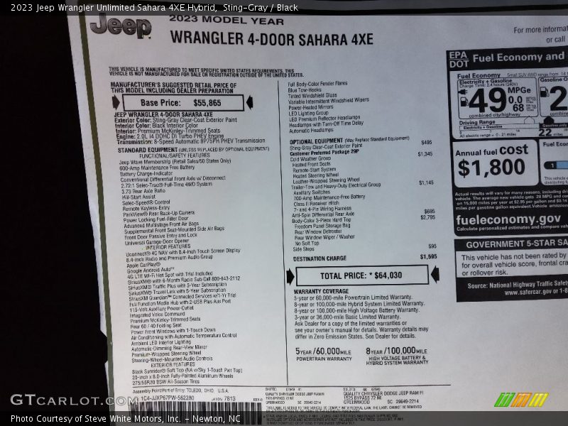 Sting-Gray / Black 2023 Jeep Wrangler Unlimited Sahara 4XE Hybrid