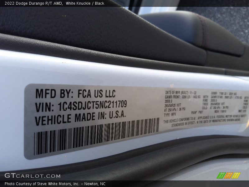 White Knuckle / Black 2022 Dodge Durango R/T AWD
