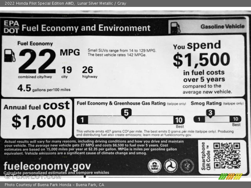 Lunar Silver Metallic / Gray 2022 Honda Pilot Special Edition AWD