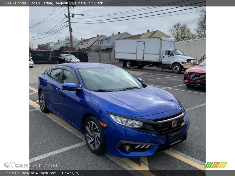 Aegean Blue Metallic / Black 2016 Honda Civic EX Sedan