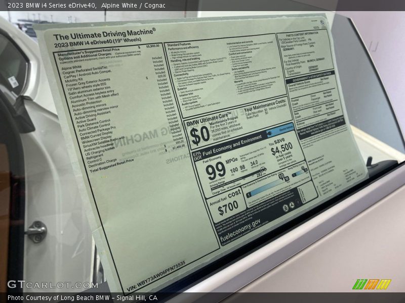 Alpine White / Cognac 2023 BMW i4 Series eDrive40