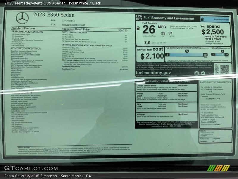 Polar White / Black 2023 Mercedes-Benz E 350 Sedan