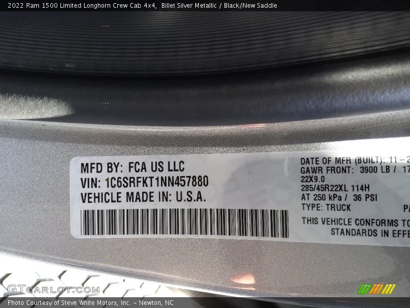 Billet Silver Metallic / Black/New Saddle 2022 Ram 1500 Limited Longhorn Crew Cab 4x4