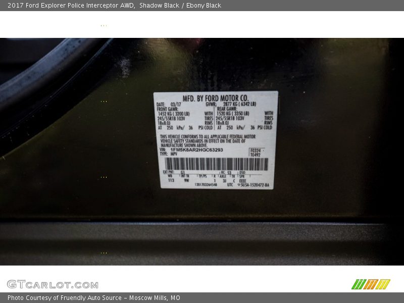 Shadow Black / Ebony Black 2017 Ford Explorer Police Interceptor AWD
