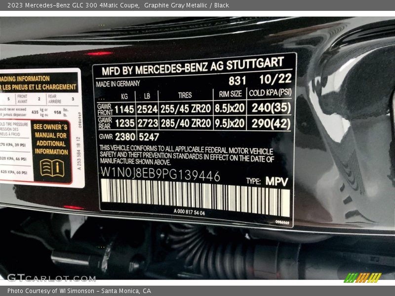 Graphite Gray Metallic / Black 2023 Mercedes-Benz GLC 300 4Matic Coupe