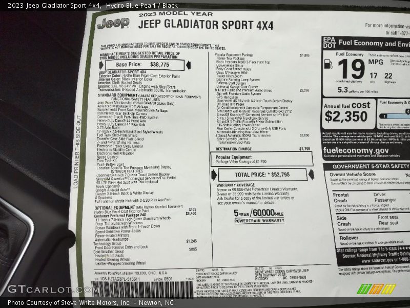 Hydro Blue Pearl / Black 2023 Jeep Gladiator Sport 4x4