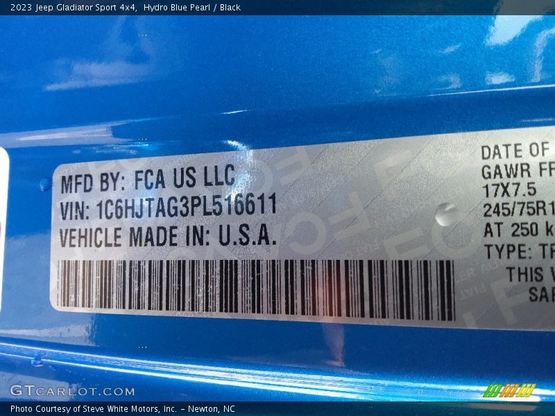 Hydro Blue Pearl / Black 2023 Jeep Gladiator Sport 4x4