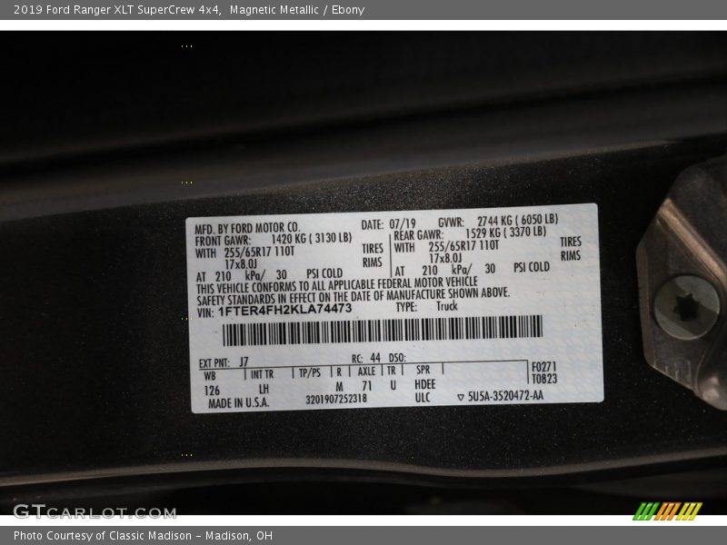 Magnetic Metallic / Ebony 2019 Ford Ranger XLT SuperCrew 4x4