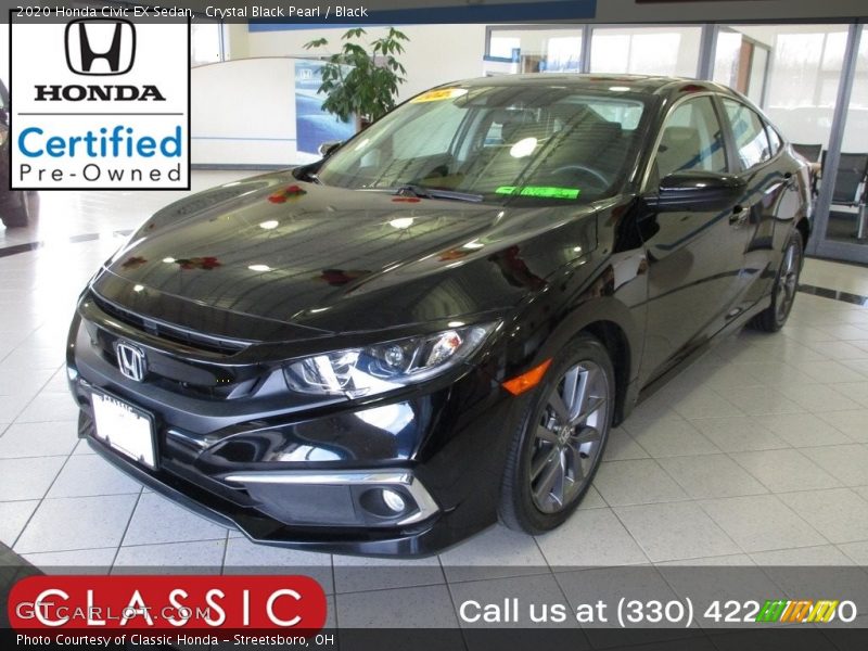 Crystal Black Pearl / Black 2020 Honda Civic EX Sedan