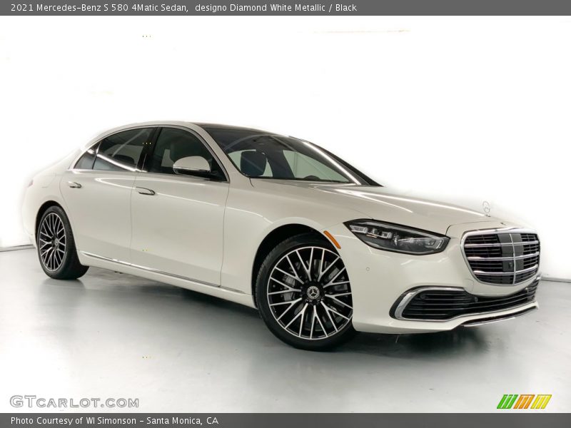 designo Diamond White Metallic / Black 2021 Mercedes-Benz S 580 4Matic Sedan