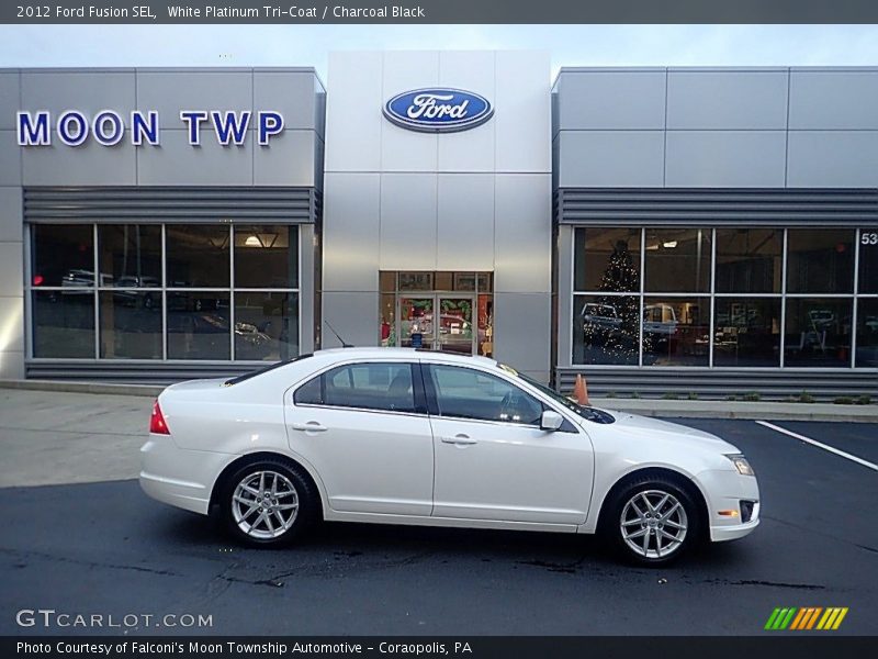 White Platinum Tri-Coat / Charcoal Black 2012 Ford Fusion SEL