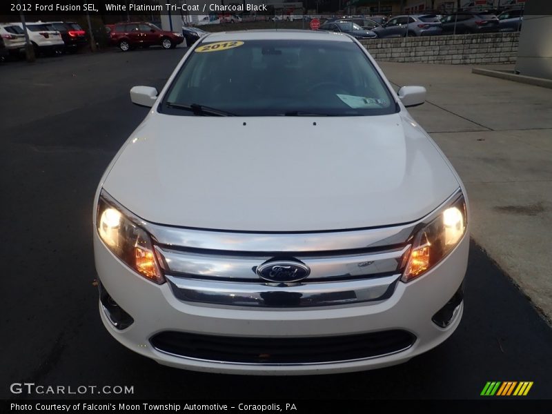 White Platinum Tri-Coat / Charcoal Black 2012 Ford Fusion SEL