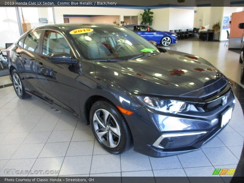 Cosmic Blue Metallic / Black/Ivory 2019 Honda Civic LX Sedan