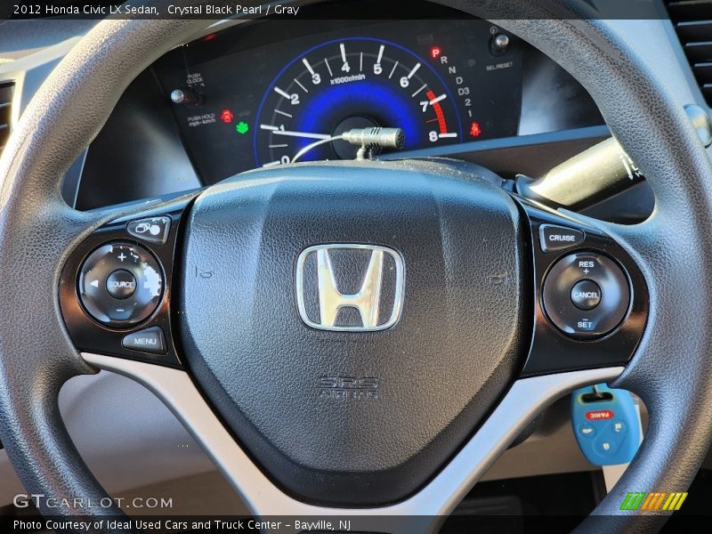 Crystal Black Pearl / Gray 2012 Honda Civic LX Sedan