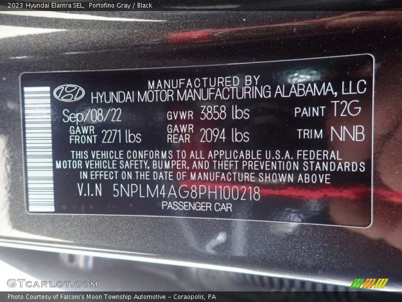 Portofino Gray / Black 2023 Hyundai Elantra SEL