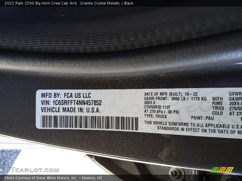 Granite Crystal Metallic / Black 2022 Ram 1500 Big Horn Crew Cab 4x4