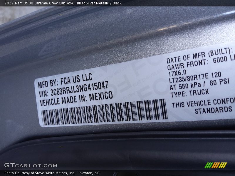 Billet Silver Metallic / Black 2022 Ram 3500 Laramie Crew Cab 4x4