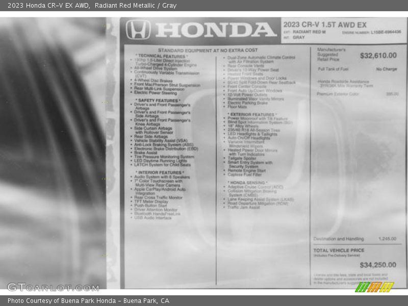 Radiant Red Metallic / Gray 2023 Honda CR-V EX AWD