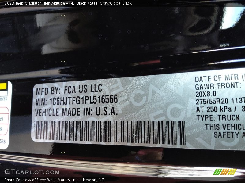 Black / Steel Gray/Global Black 2023 Jeep Gladiator High Altitude 4x4